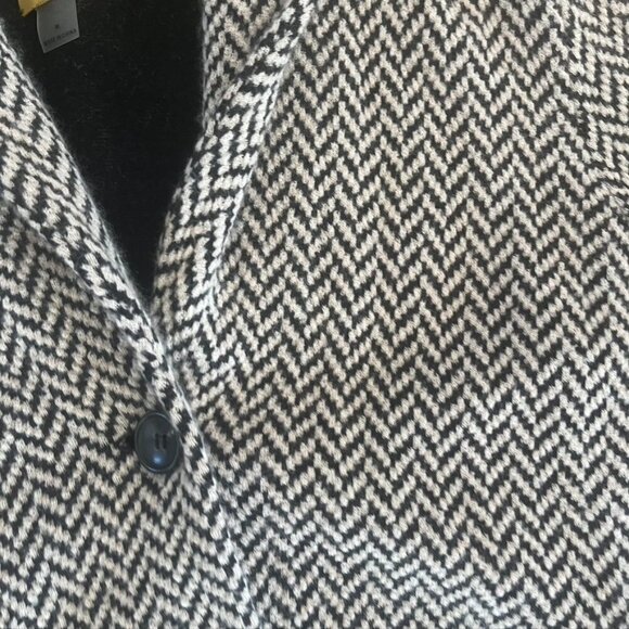 Damask Black & Tan Chevron Sweater Coat Jacket Medium - Picture 5 of 11
